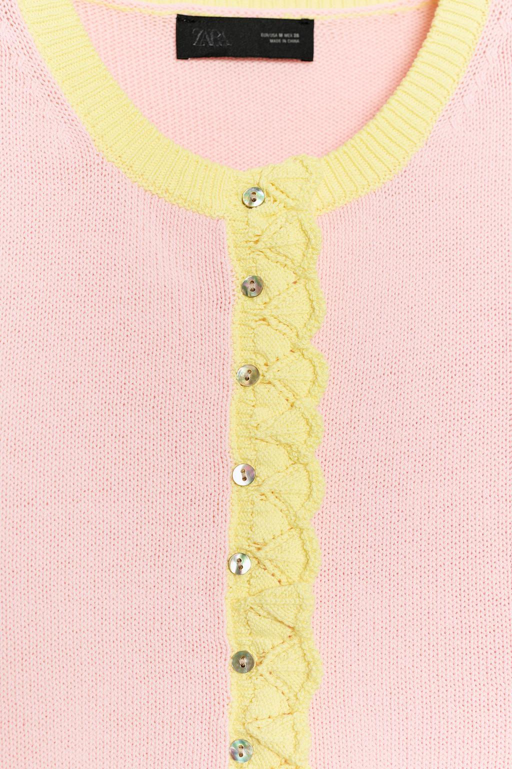 COMBINED POINTELLE KNIT CARDIGAN - Zara фото 7