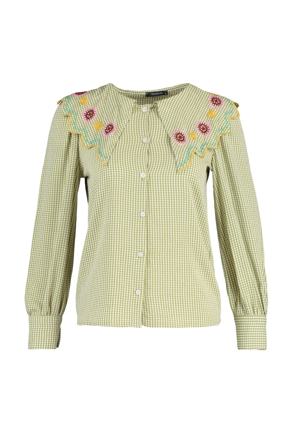 TRENDYOLMILLA Yesil Nak?s Detayl? Gofre Kumas Regular Normal Kal?p Dokuma Gomlek TWOSS21GO0232  фото 6