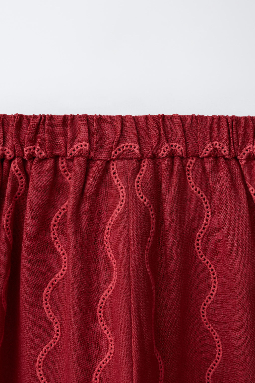 PANTAL?N WIDE LEG ONDAS CON LINO / Rojo fuerte - Zara фото 5