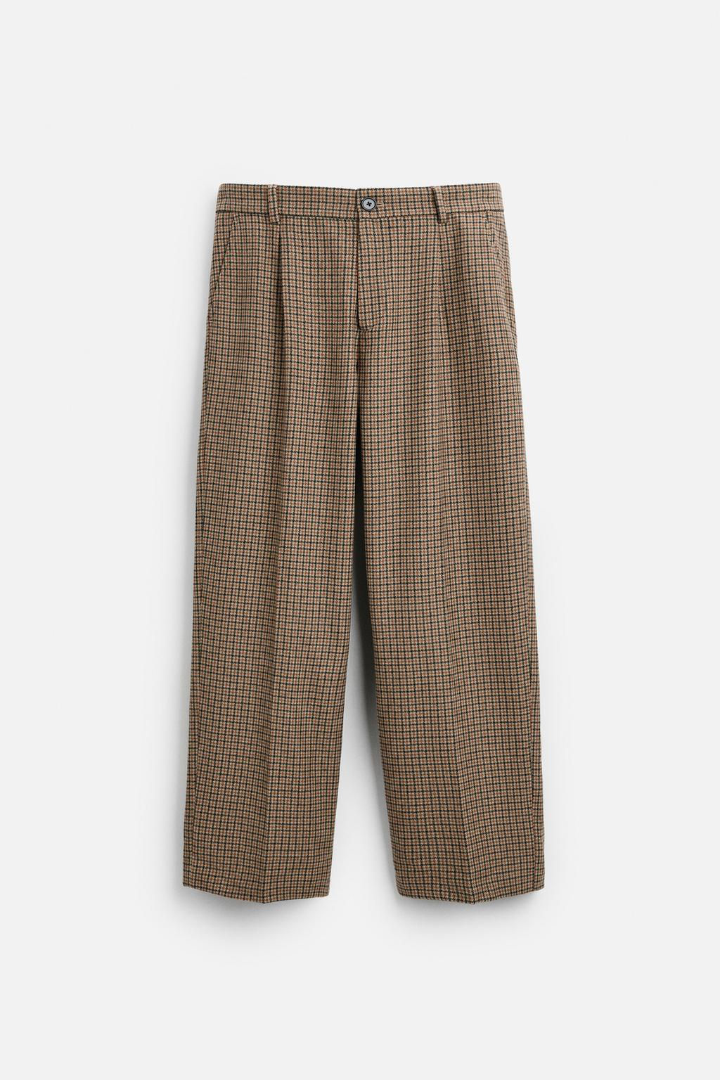CHECK TROUSERS WITH PLEATS - Zara фото 6