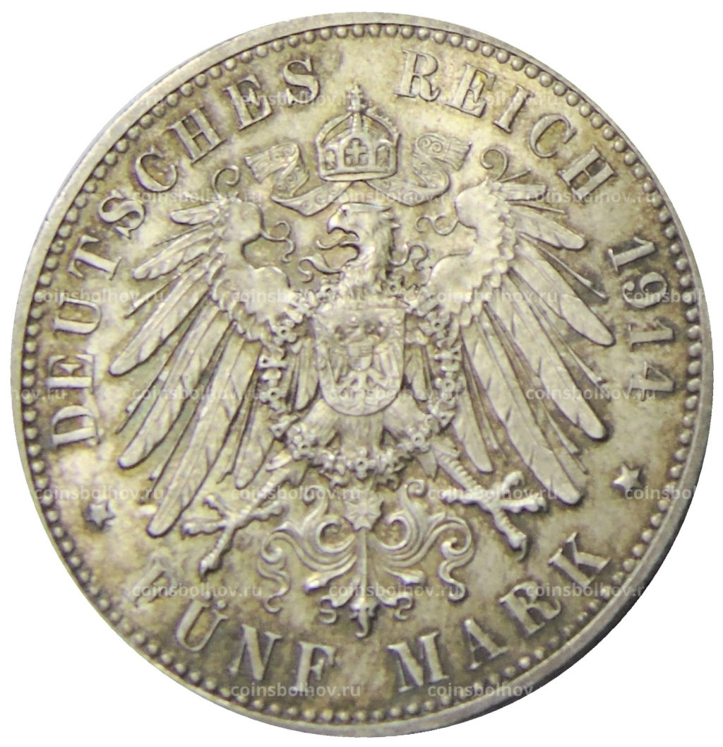 5 марок 1914 года Е Германия (Саксония)