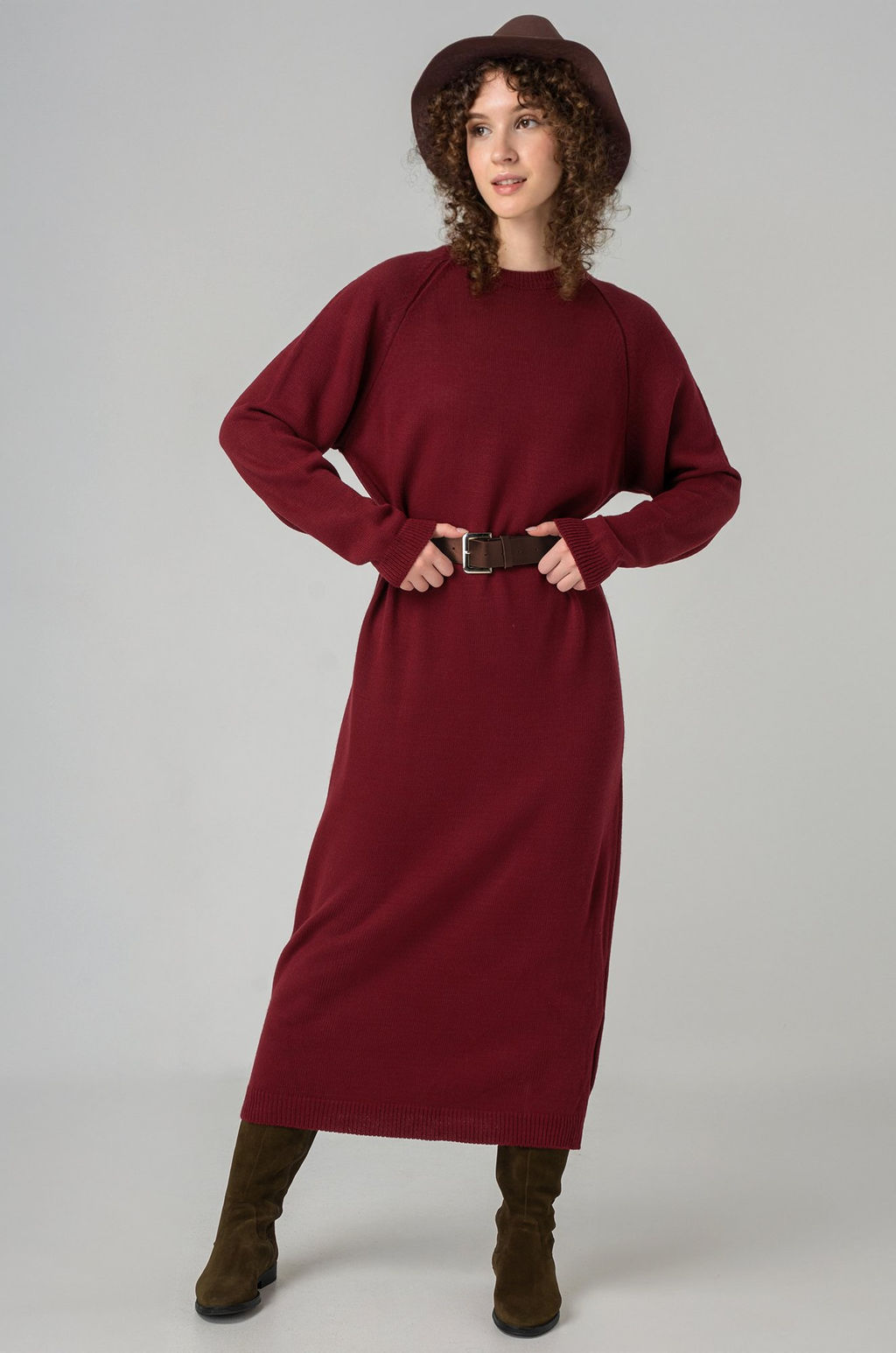 Женское теплое вязаное платье Happyfox