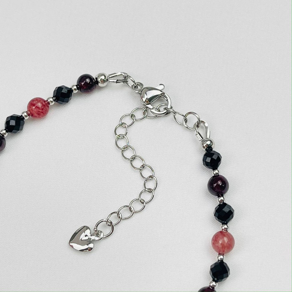 Браслет "Стихия Огонь" из Граната, Шпинели и Клубничного кварца 16,5 см +
