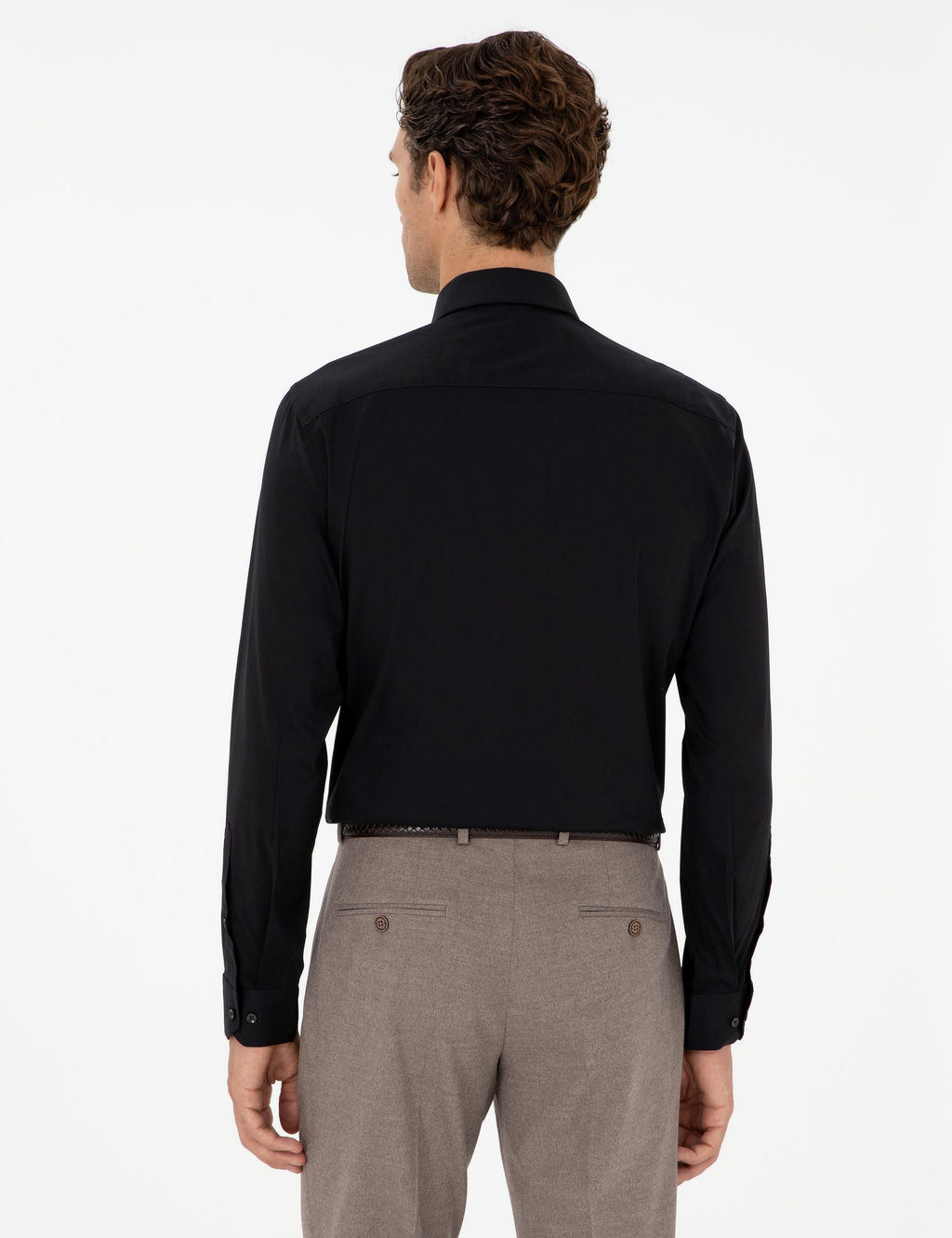 Черная рубашка узкого кроя с длинным рукавом - Cacharel фото 5