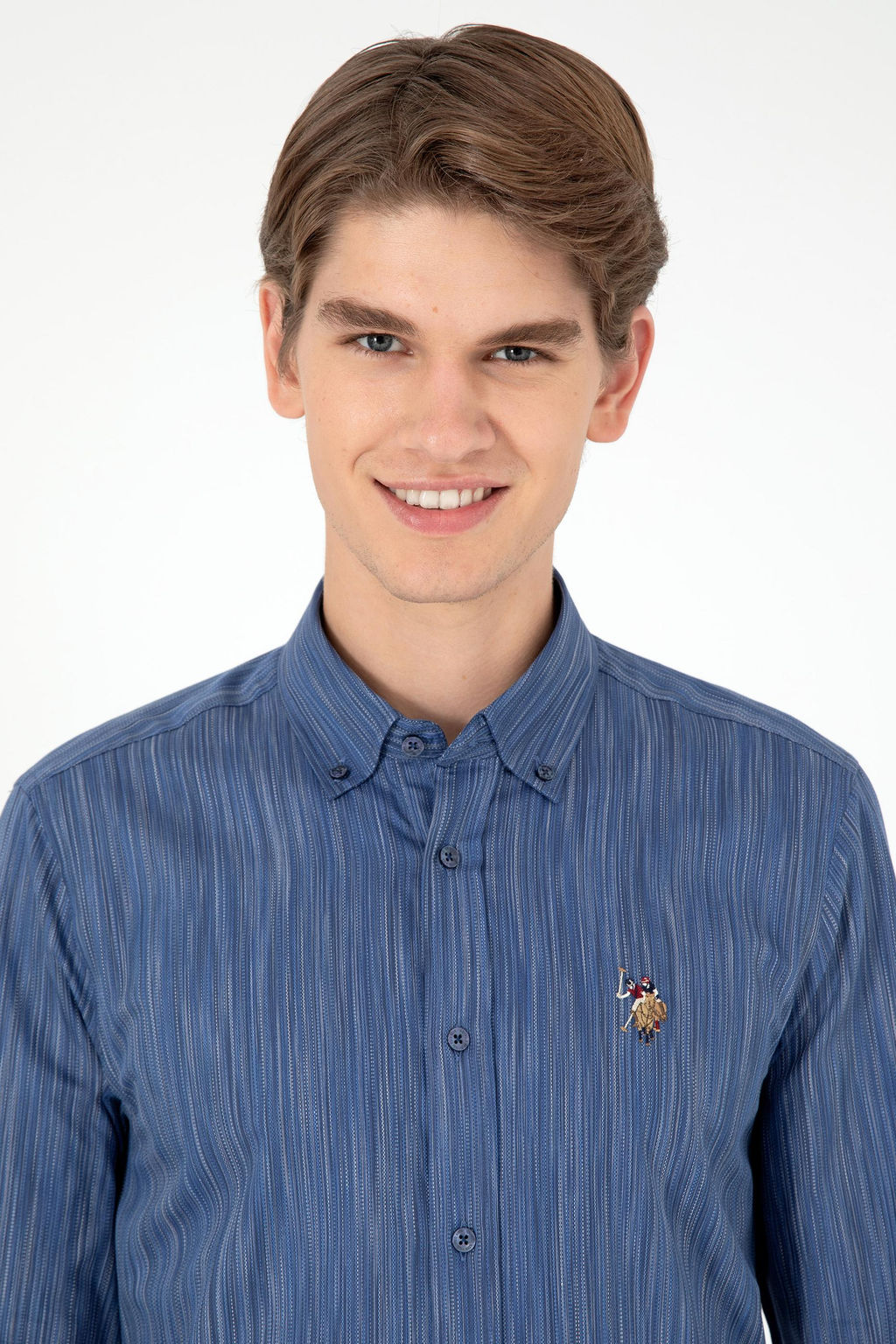 Мужская синяя рубашка с длинным рукавом - U.s. polo assn фото 2