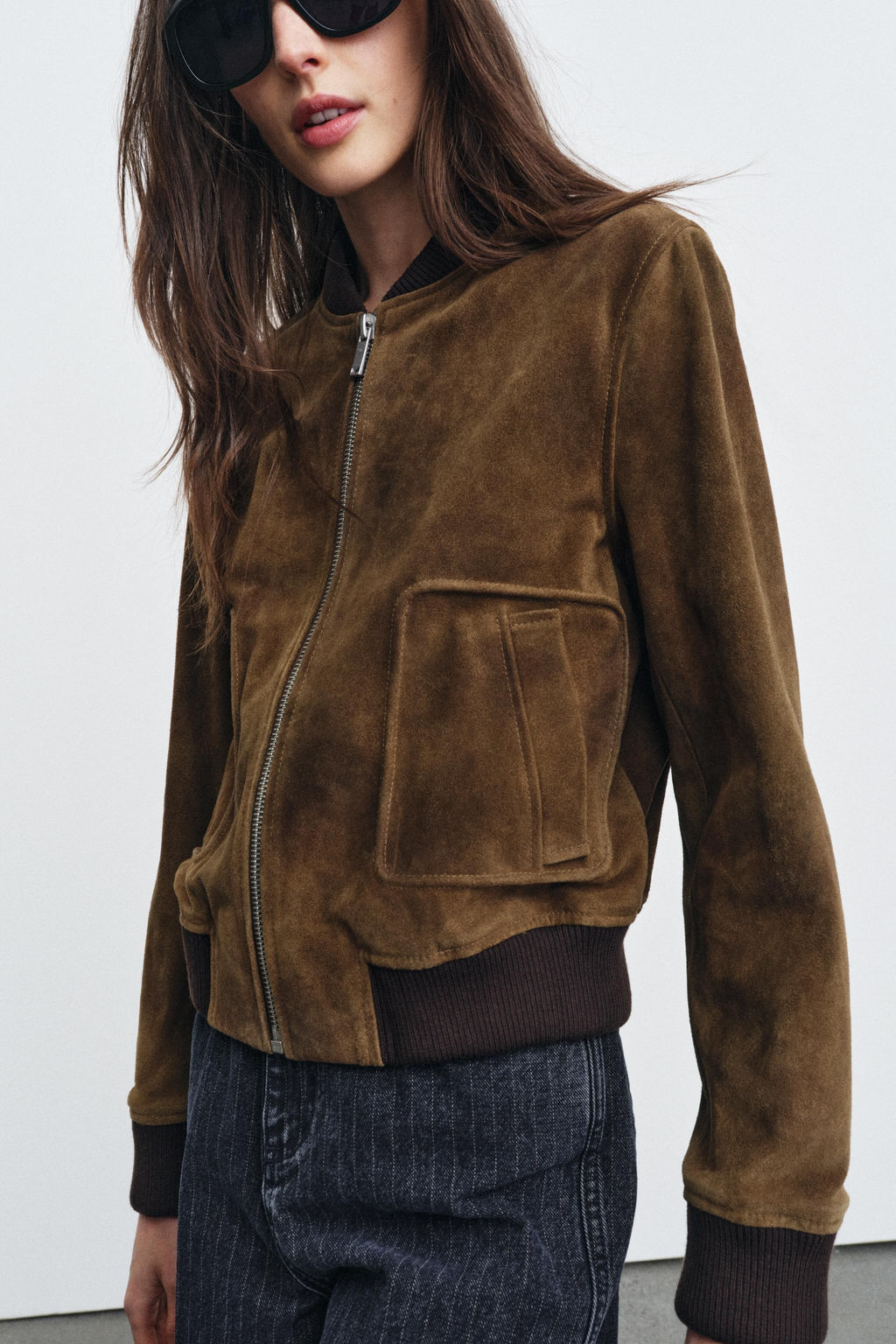 100% SUEDE LEATHER BOMBER JACKET ZW COLLECTION LIMITED EDITION - Zara фото 3
