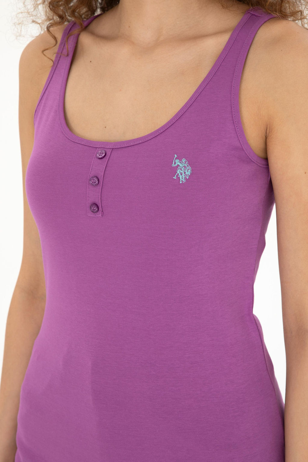 Женская фиолетовая базовая футболка - U.s. polo assn фото 7