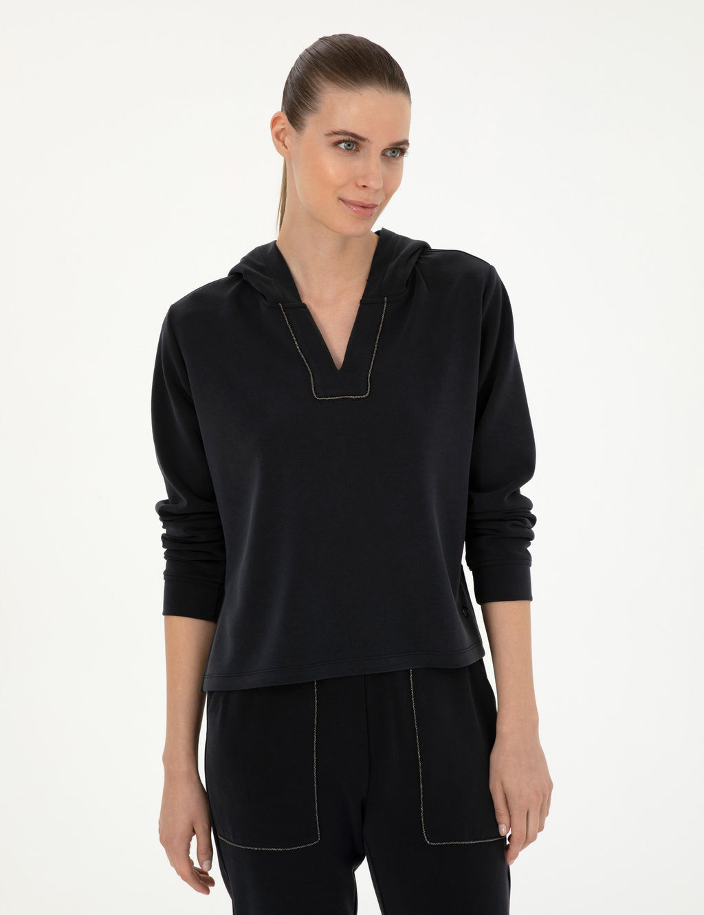 Siyah Regular Fit Sweatshirt - Pierre cardin фото 3