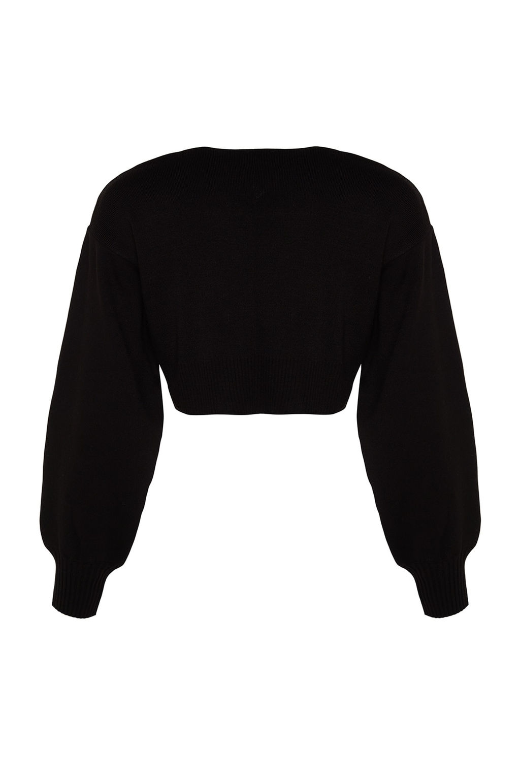 Siyah Super Crop Basic Fiyonklu Triko H?rka TWOAW24HI00315