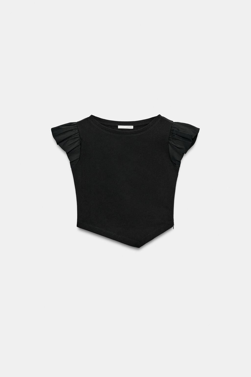SHORT SLEEVE T-SHIRT WITH RUFFLES - Zara фото 15