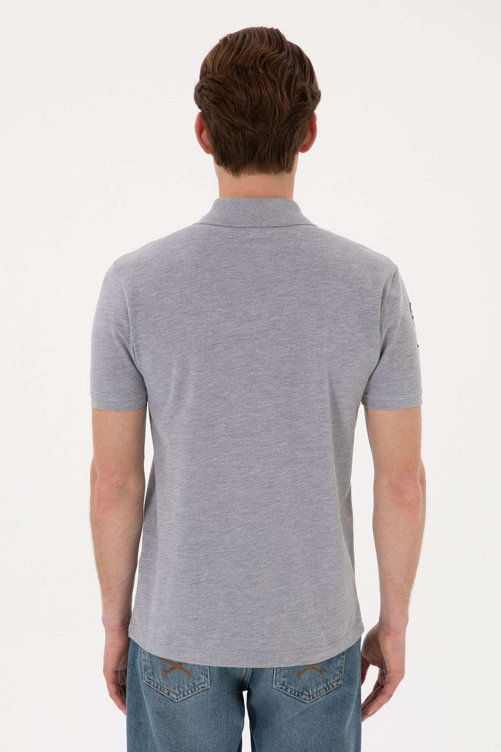 Erkek Slim Fit Polo Yaka Gri Melanj Basic Ti__rt Sepette S_rpriz _ndirim - U.s. polo assn фото 13
