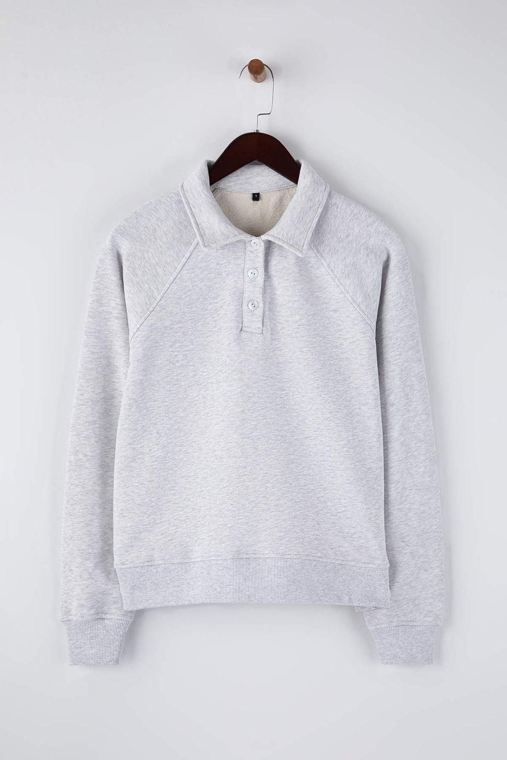 Gri Melanj Patl? Regular/Normal Kal?p Kal?n Ici Polarl? Orme Sweatshirt TWOAW26SW00208