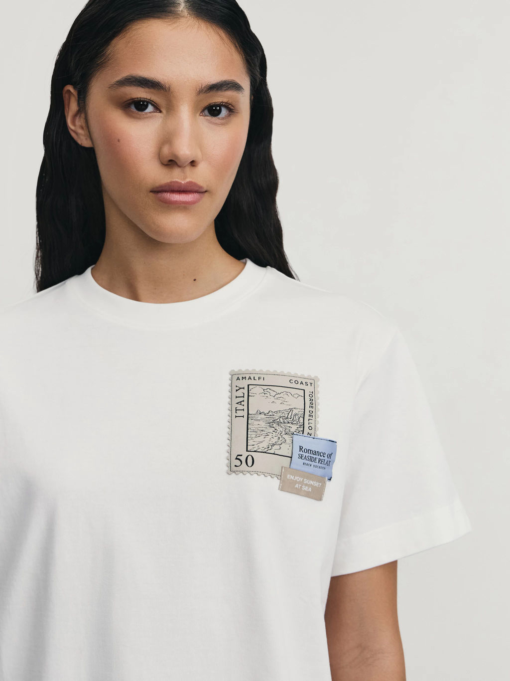 Футболка из хлопка с нашивками / Zarina  фото 6