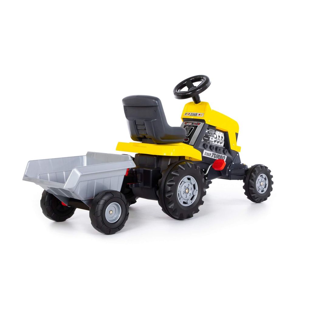 Каталка-трактор с педалями Turbo (жёлтая) с полуприцепом - Полесье фото 4