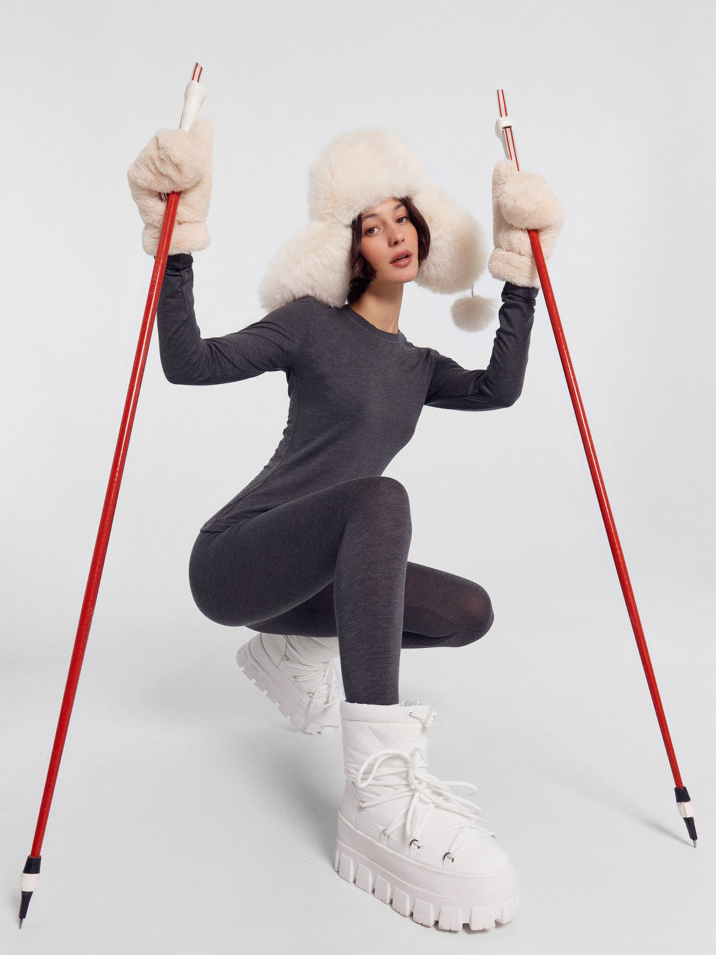 Термокомплект женский серый (джемпер, леггинсы) меланж темно-серый 4348-F 692432 - Mark formelle фото 3