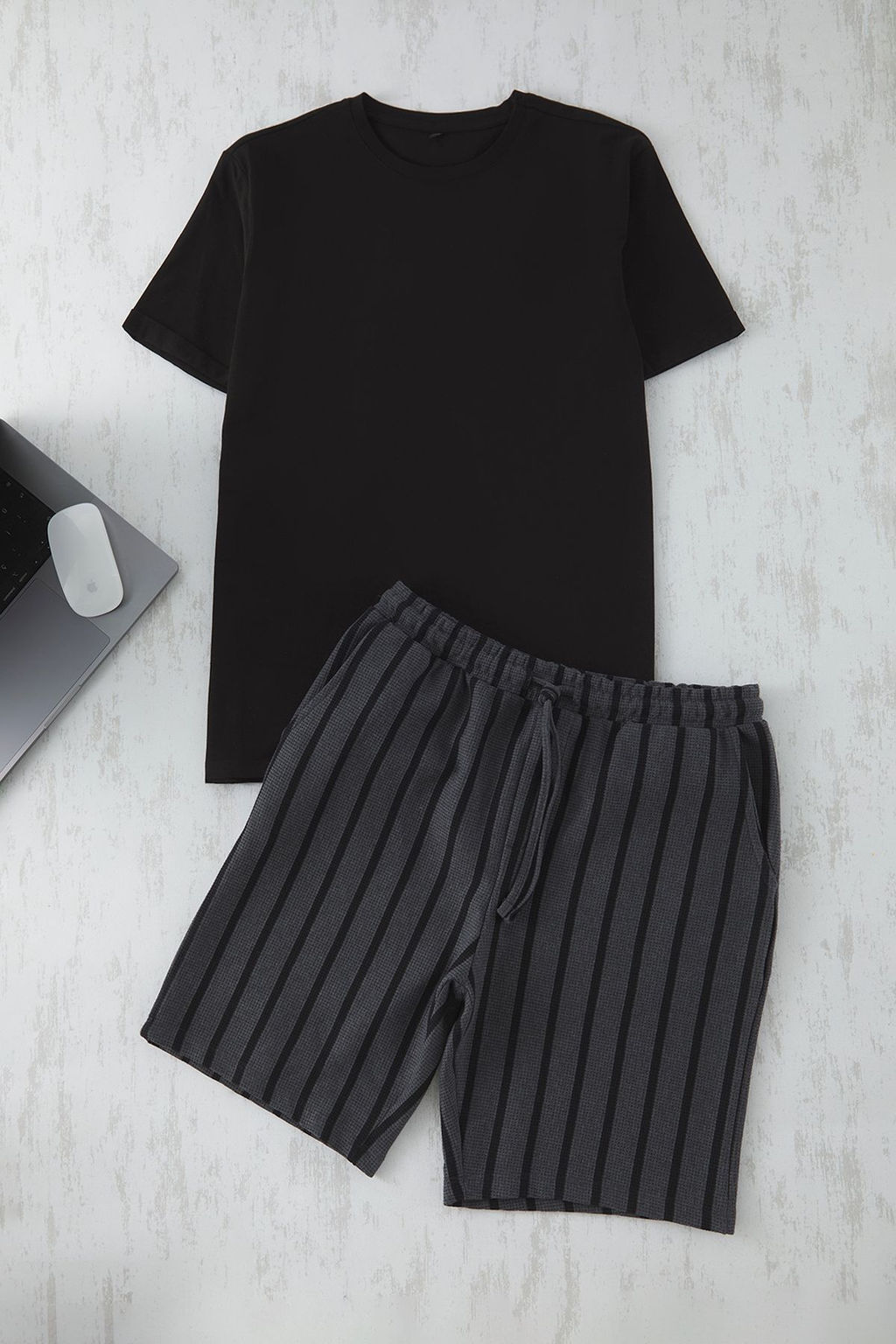TRENDYOL MAN Siyah - Antrasit Regular Fit Cizgili Orme Pijama Tak?m? TMNSS25PT00029 - Trendyolmilla фото 3