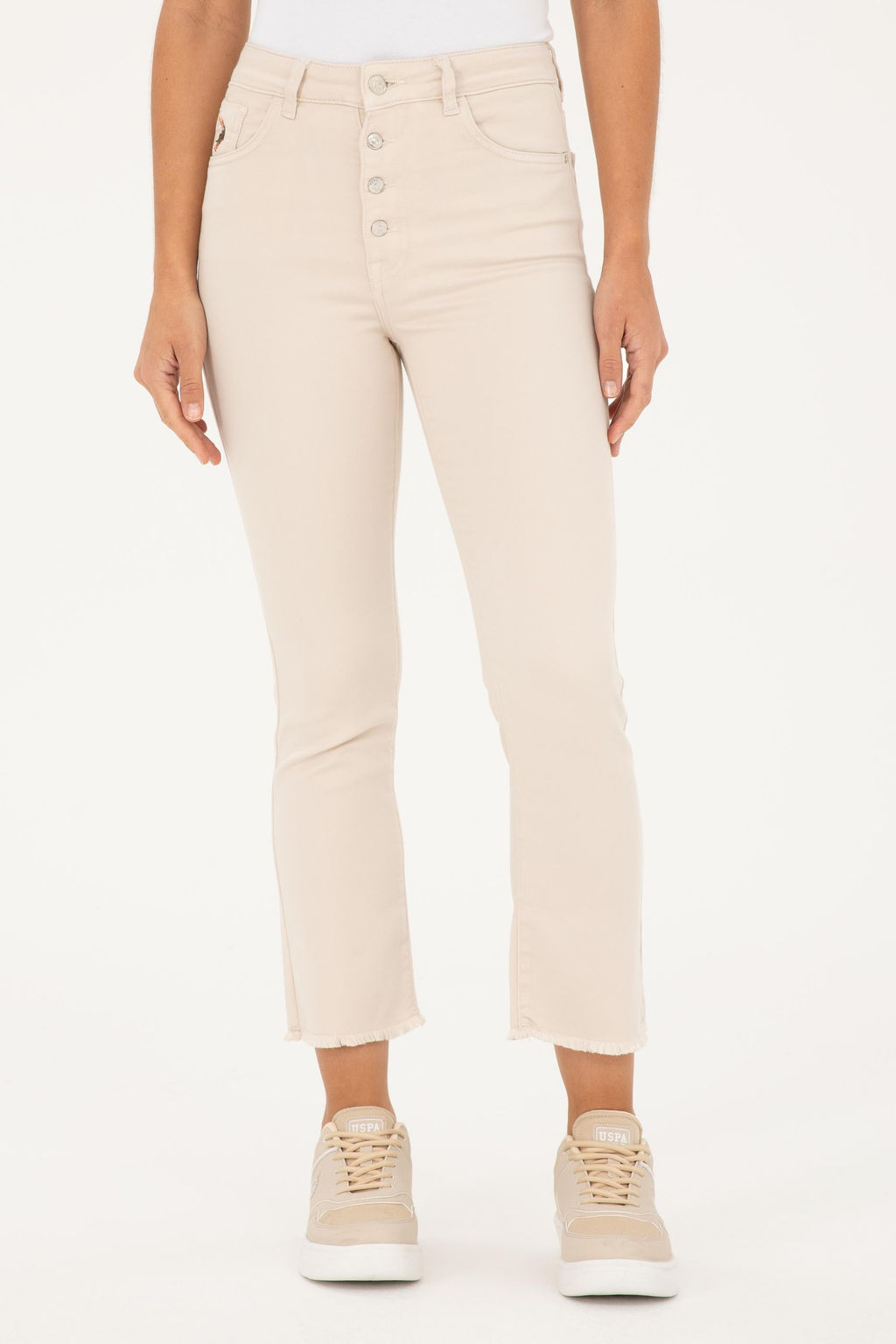 Джинсы Slim Flare Cropped Fit бежевые