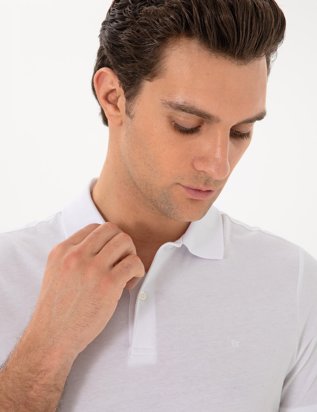 Beyaz Slim Fit Pamuk Polo Yaka T-shirt - Cacharel фото 2