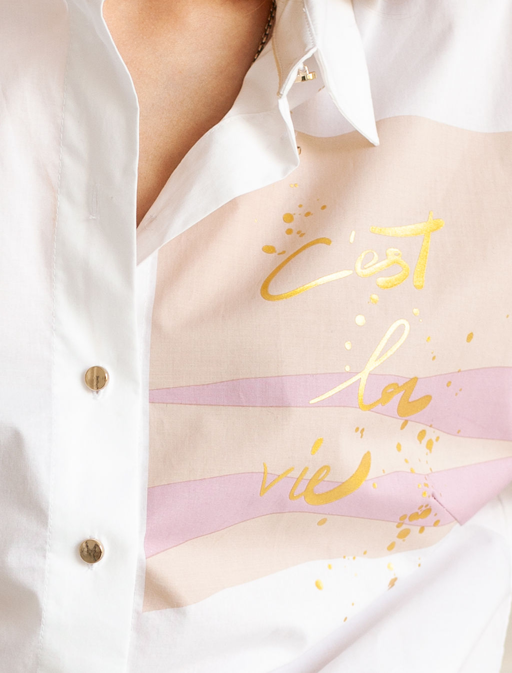 Блузка из 100% хлопкового поплина с принтом - Vilatte фото 3