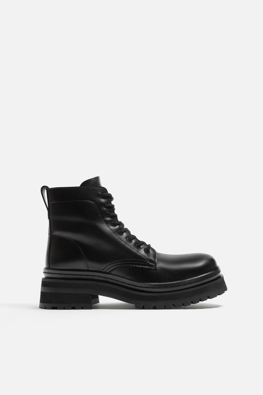 LEATHER LACE-UP BOOTS