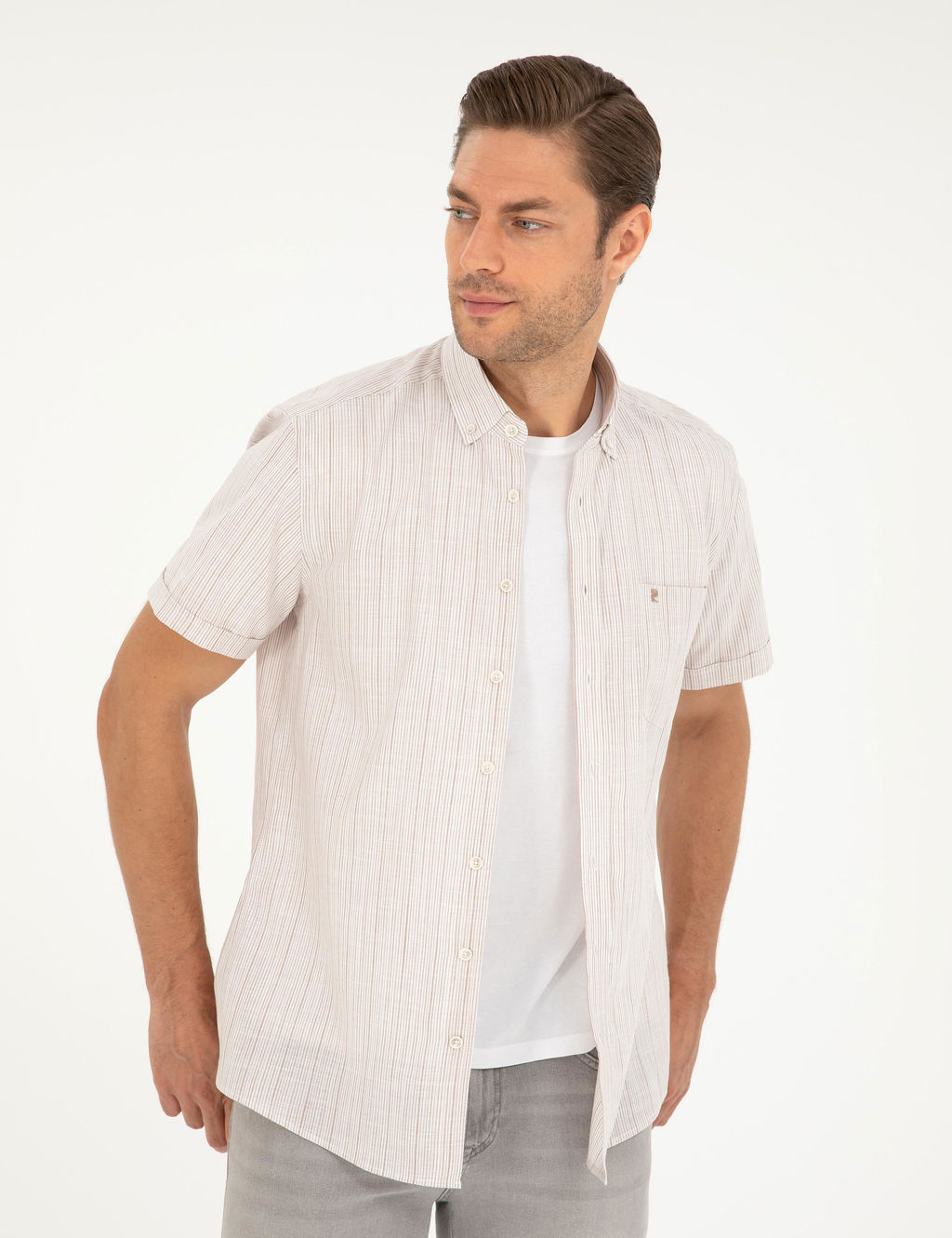 Haki Regular Fit K_sa Kollu G_mlek - Pierre cardin фото 3