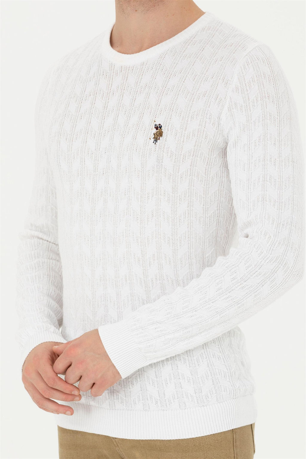 Мужской белый базовый свитер - U.s. polo assn фото 6