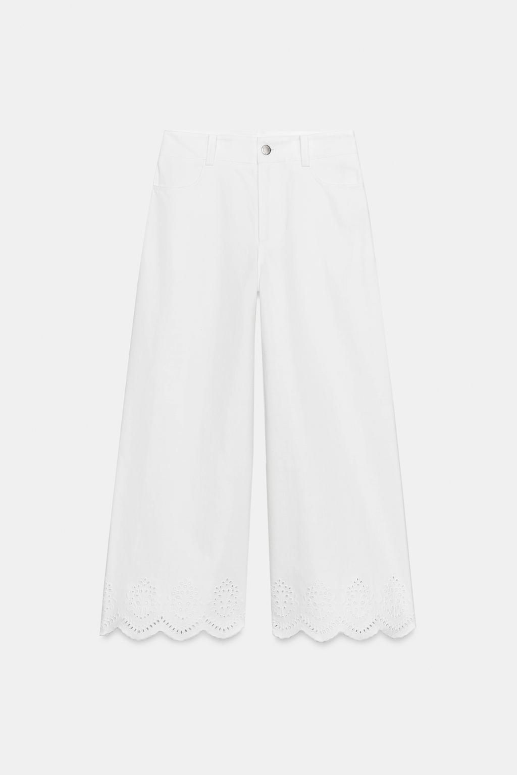 PANTAL?N CULOTTE BORDADOS PERFORADOS / Blanco - Zara фото 15