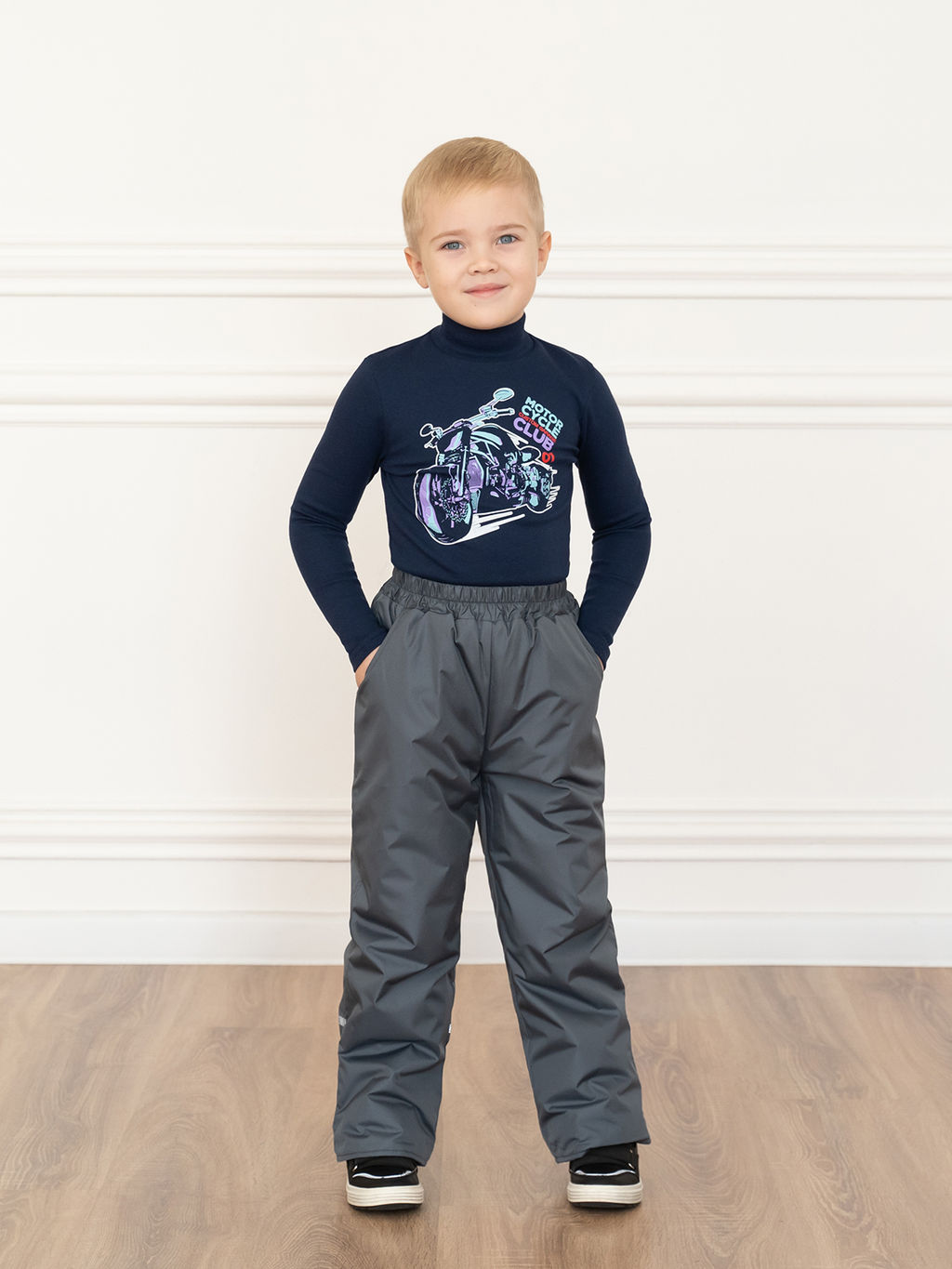 Брюки демисезонные серые (134-140, 68)