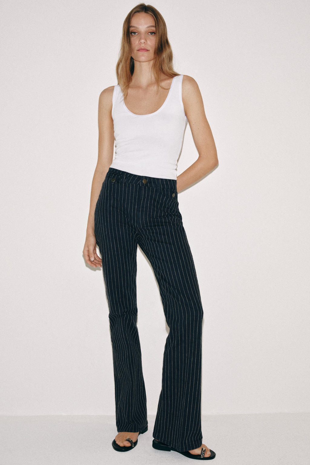 JEANS ZW COLLECTION FLARE TIRO ALTO RAYAS / Azul - Zara фото 4