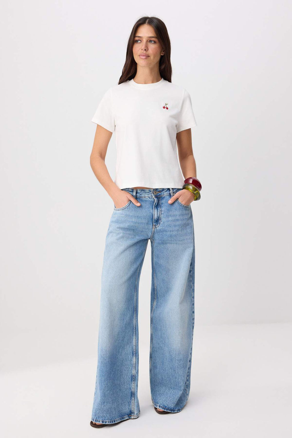 Ekru Nak__l_ Regular/Normal Kal_p K_sa Kollu %100 Pamuk _rme T-Shirt TWOSS26TS00124 - Trendyolmilla фото 2