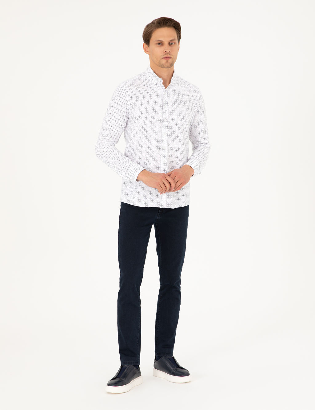 _ndigo Slim Fit Uzun Kollu G_mlek
