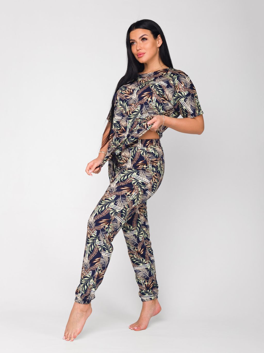 Костюм женский кулирка с брюками САВАННА ЧЕРНИЛО - Domtrik фото 3