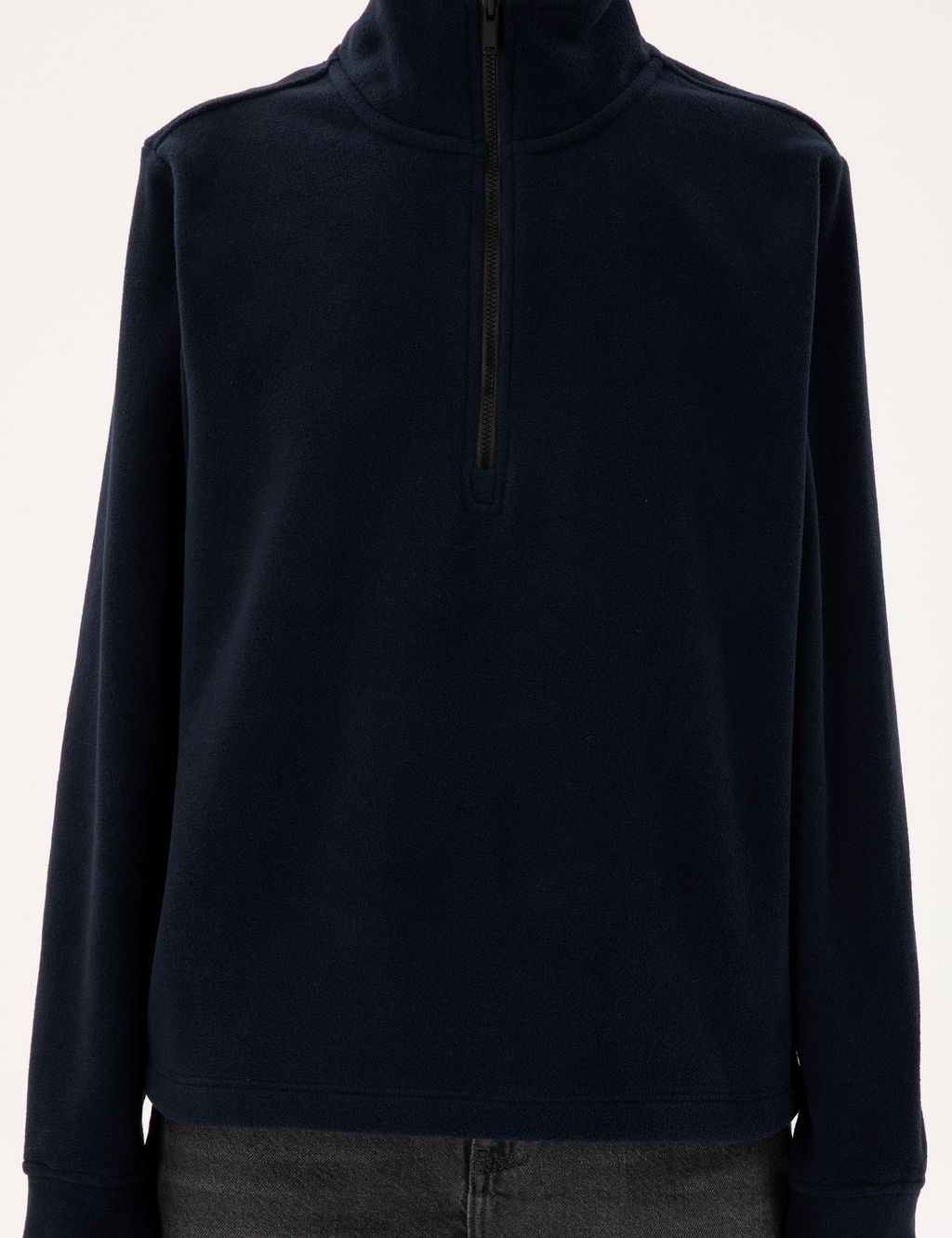 Lacivert Comfort Fit Fermuarl_ Polar Sweatshirt