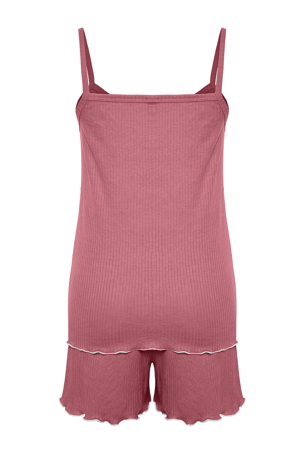 Trendyolmilla Ac?k Pembe Kurdele/Fiyonk Detayl? Ip Ask?l? Fitilli Sortlu Orme Pijama Tak?m? THMSS24PT00356  фото 8