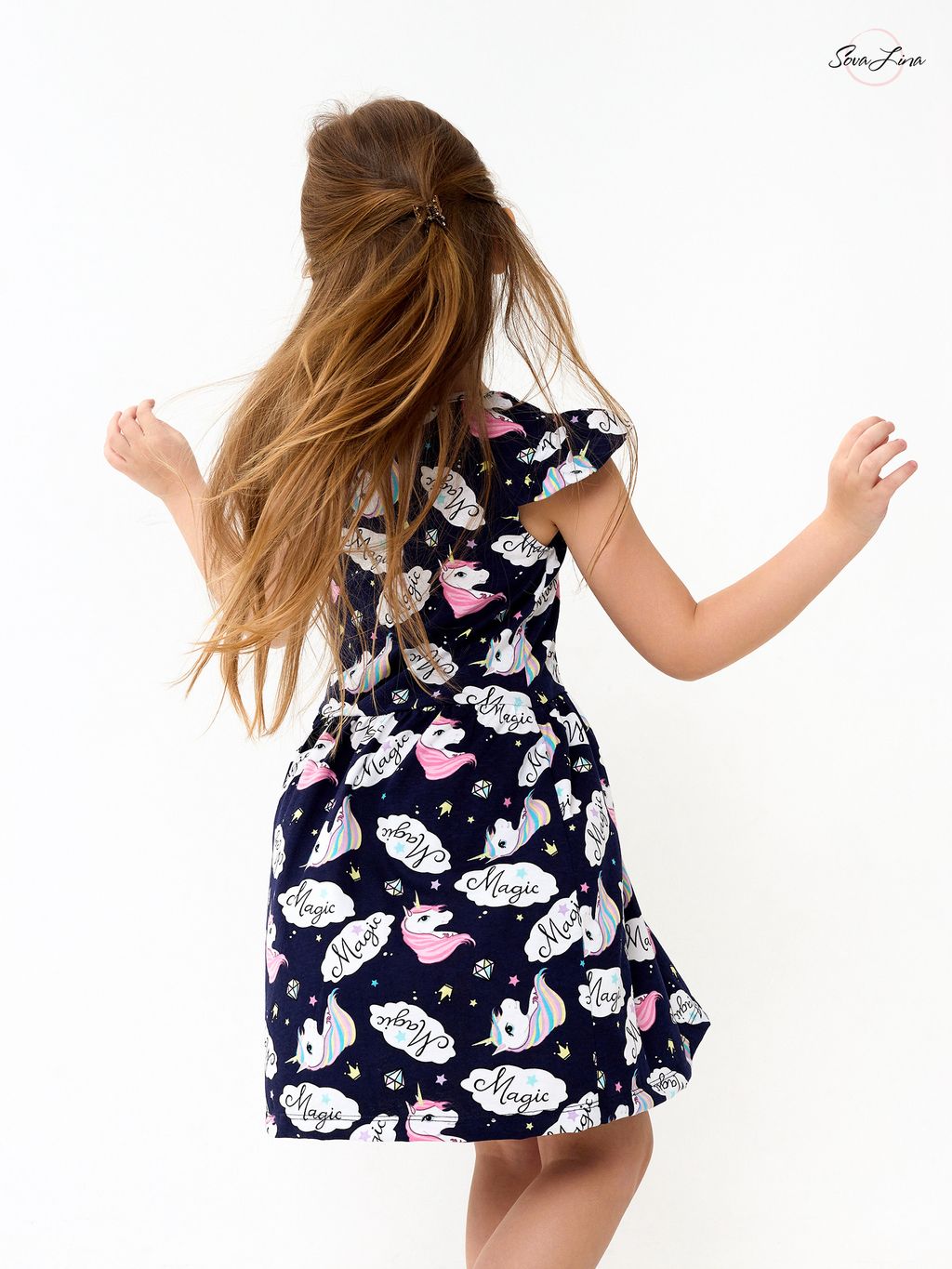 Платье Бабочка единороги синий - Sovalina фото 7