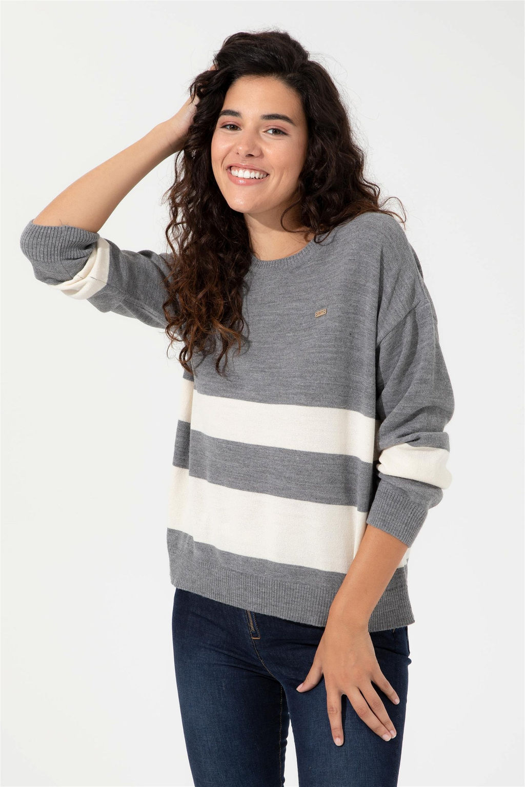 Женский серый меланжевый свитер с круглым вырезом Неожиданная скидка в корзине - U.s. polo assn фото 3