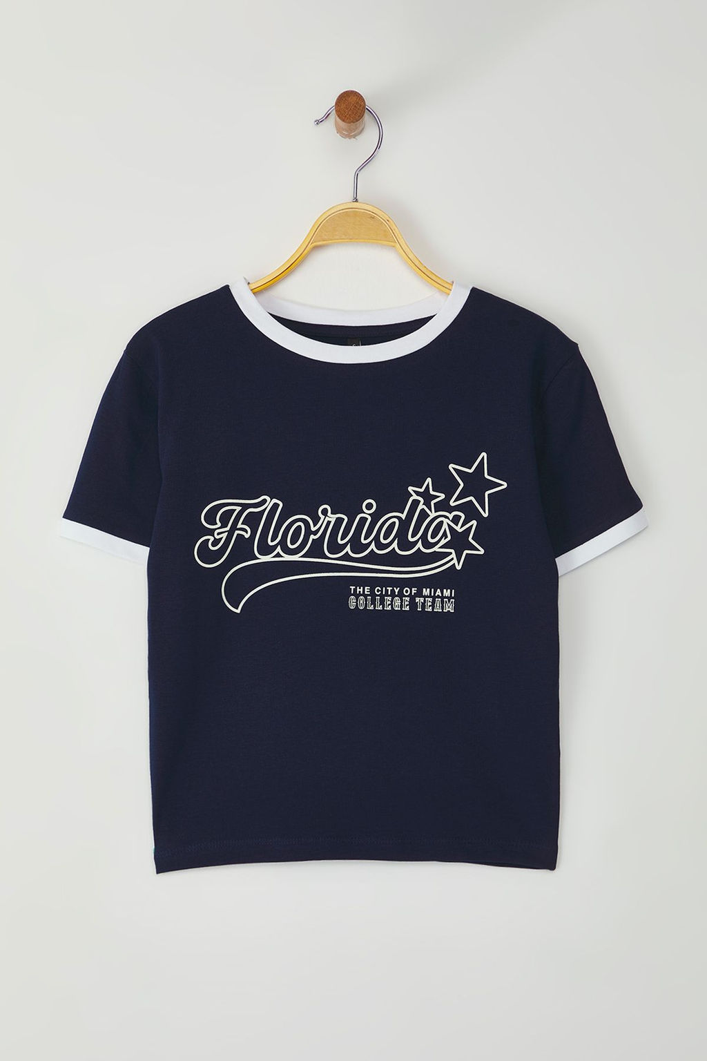 TRENDYOLMILLA Lacivert Renk Bloklu Slogan Bask?l? Crop Fitted/Vucuda Oturan Orme T-Shirt TWOSS25TS00035 фото 5