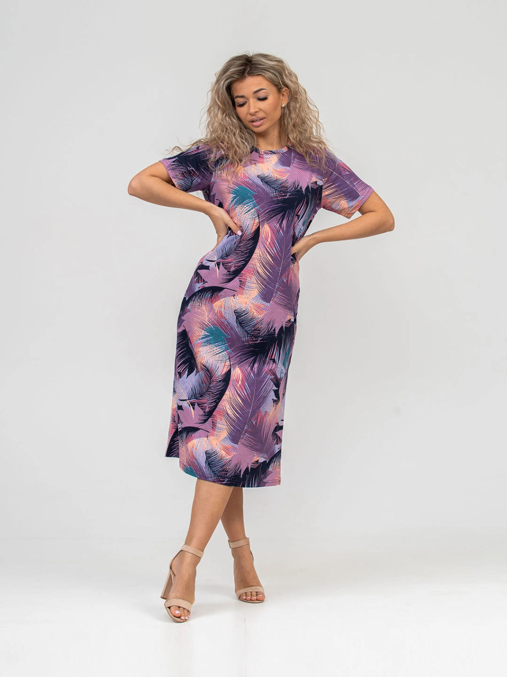 Платье женское, цвет фиолетовый зеленый