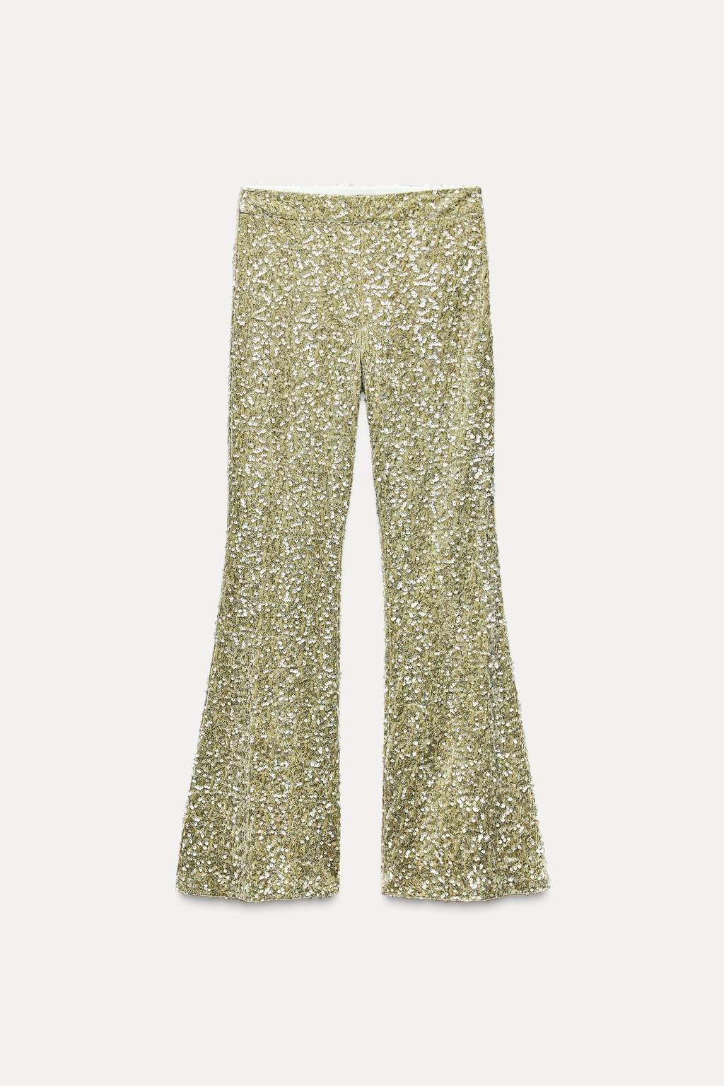 SEQUINNED FLARED TROUSERS - Zara фото 3