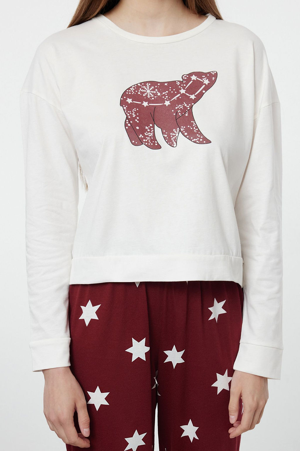 Trendyolmilla Cok Renkli %100 Pamuklu Y?ld?z Desenli Orme Pijama Tak?m? THMAW21PT0241  фото 19