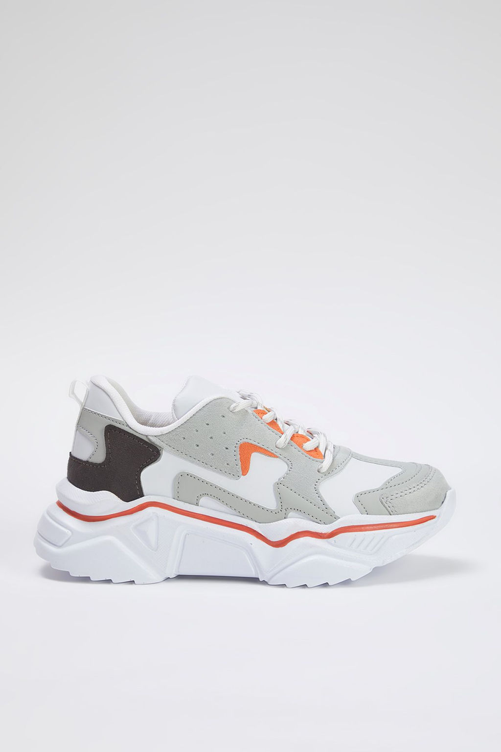 Trendyol Shoes Gri Kontrast Renk Bloklu Kad?n Kal?n Taban Spor Ayakkab? TAKSS25SN00002 - Trendyolmilla фото 4