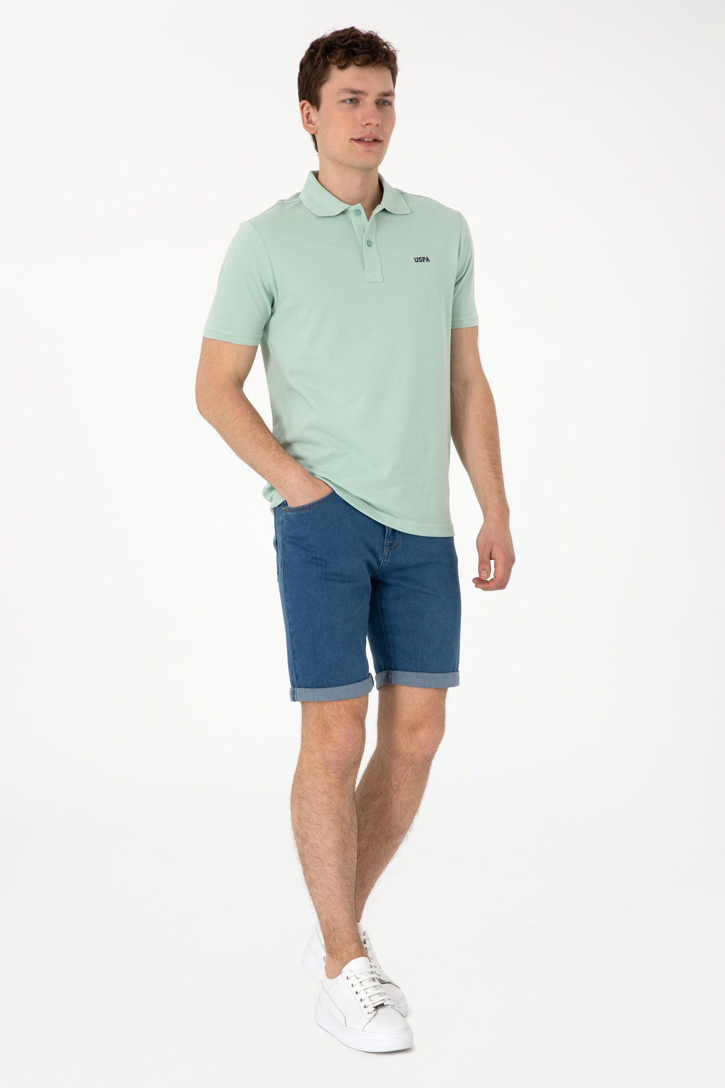 Erkek Regular Fit Polo Yaka Su Ye_ili Basic Ti__rt Sepette S_rpriz _ndirim - U.s. polo assn фото 4