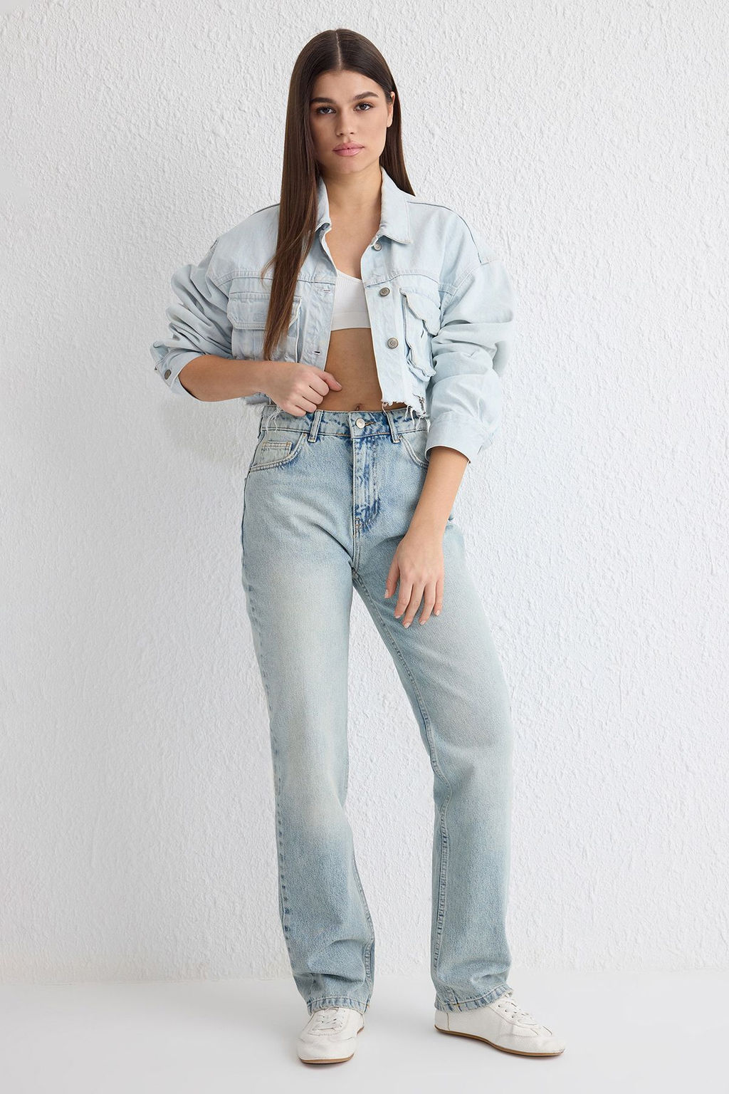 TRENDYOLMILLA Mavi Yuksek Bel Straight Jeans TWOSS25JE00084 фото 2