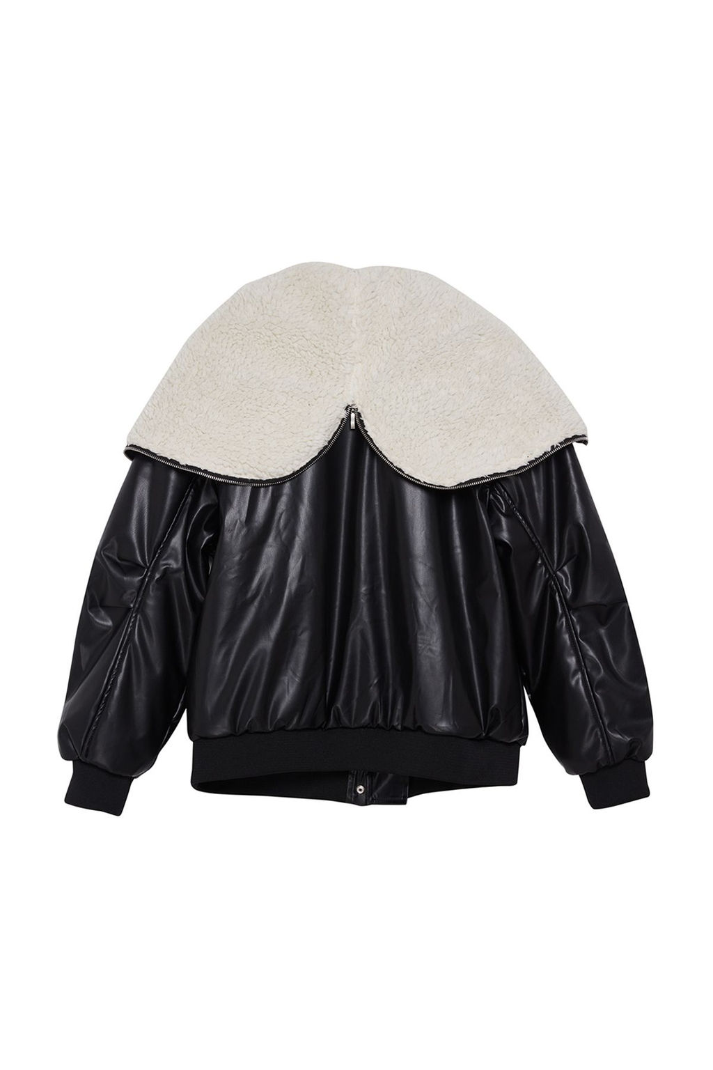 Siyah Oversize Kal?p Kapusonlu Pelus Detayl? Kapitone Sisme Mont TWOAW25MO00120