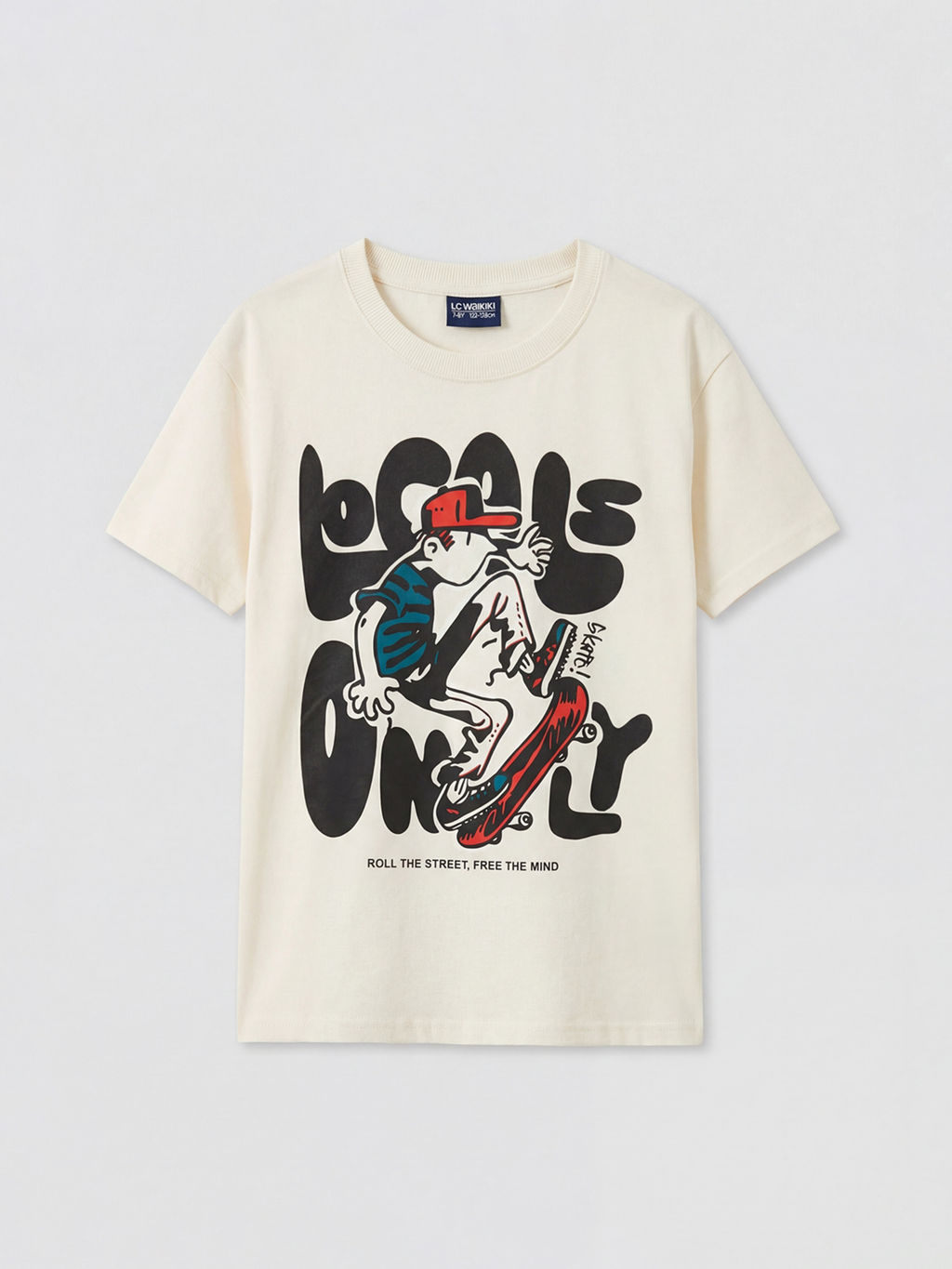 Bisiklet Yaka Bask?l? Erkek ?ocuk Ti??rt