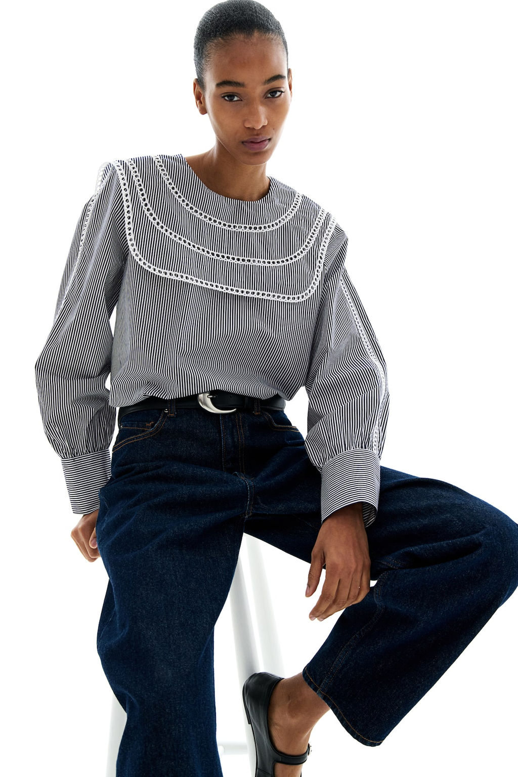 Blusa de algodon con ribetes de encaje - H&m фото 2
