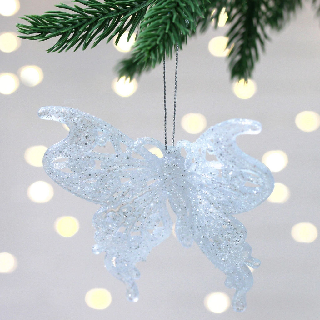 Цена за 2 шт. Подвеска "Бабочка" 11*9 см, Белый