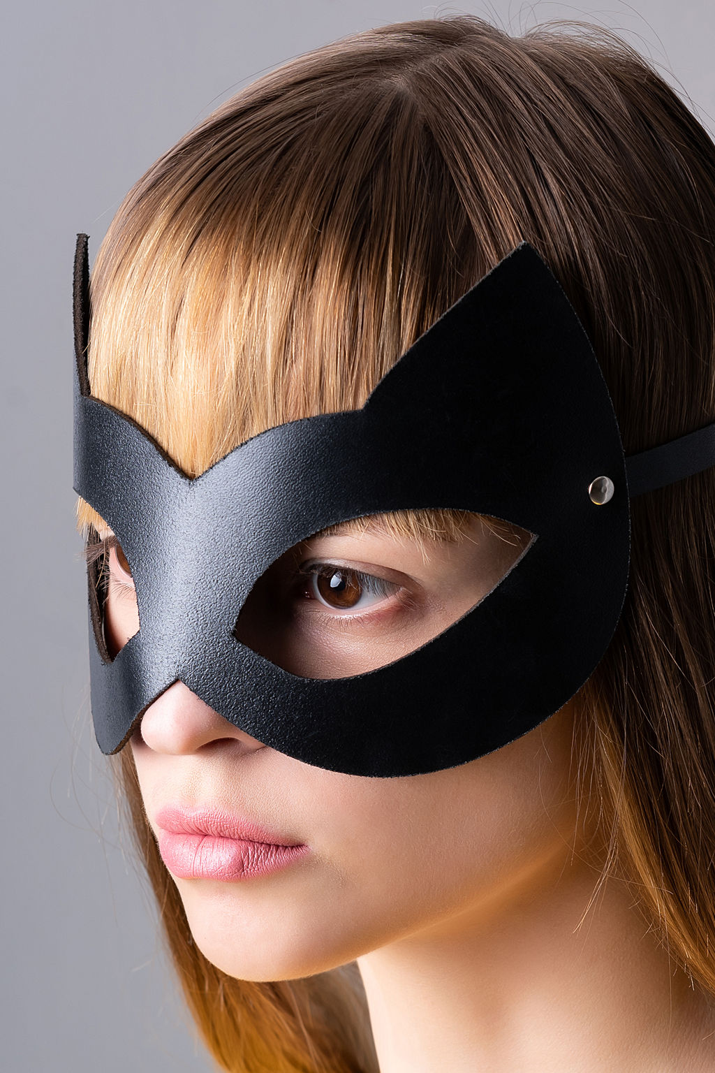 Маска Штучки-дрючки Кошка, кожа, черная  фото 8