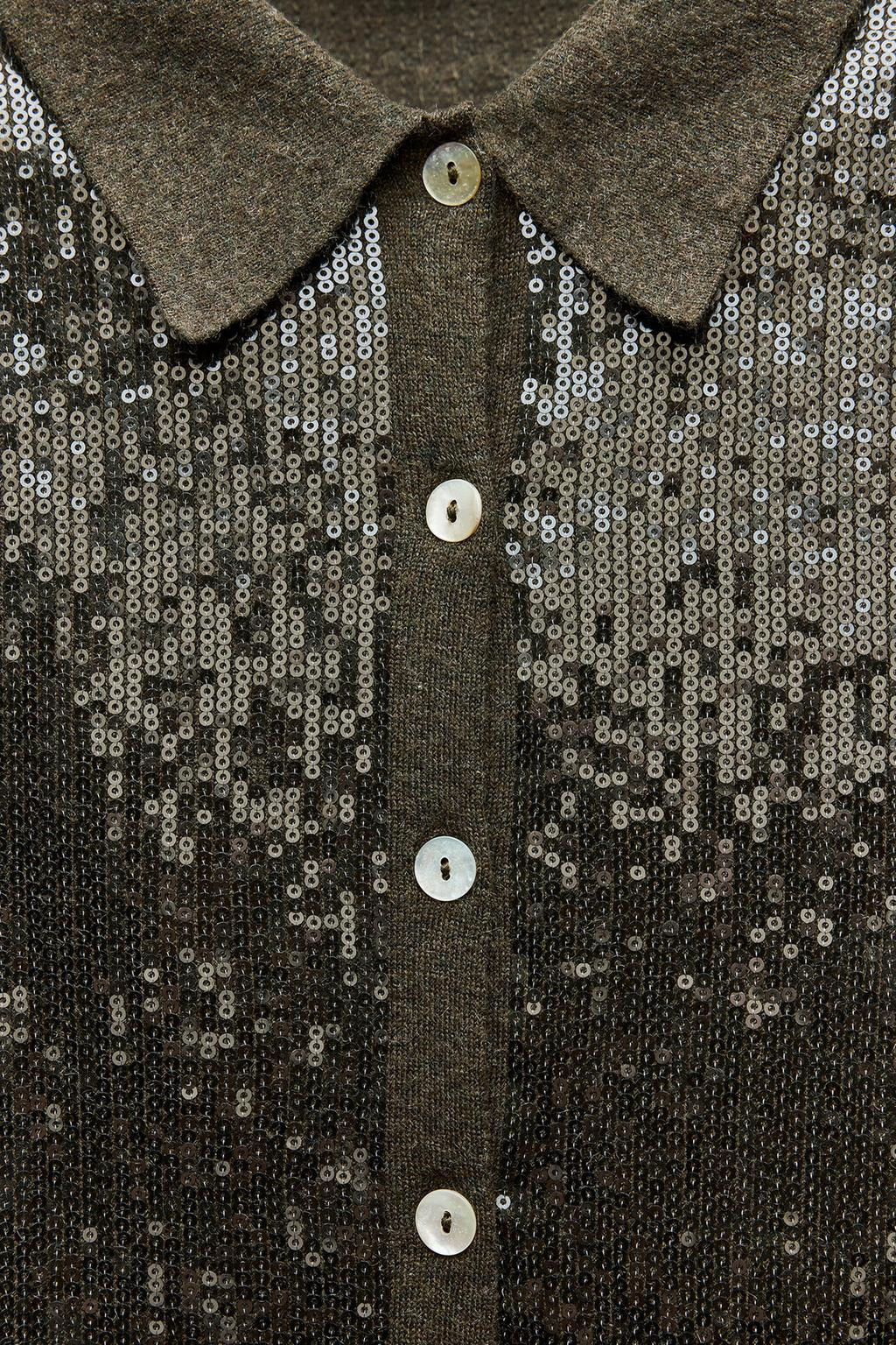 SEQUINNED KNIT CARDIGAN - Zara фото 6