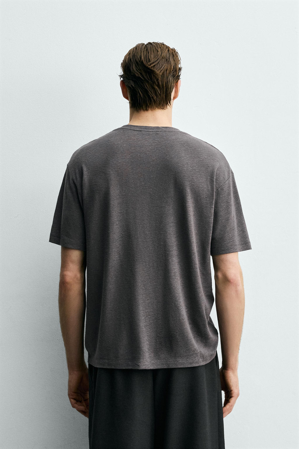 CAMISA PA?UELO ESTRUCTURA 100% LINO / Berenjena oscuro